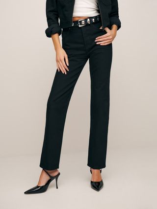 Reformation + Rowe Mid Rise Relaxed Straight Jeans