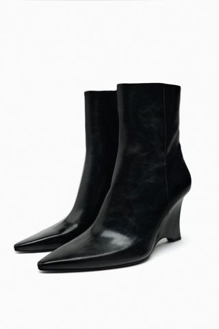 Zara + Heeled Wedge Ankle Boots