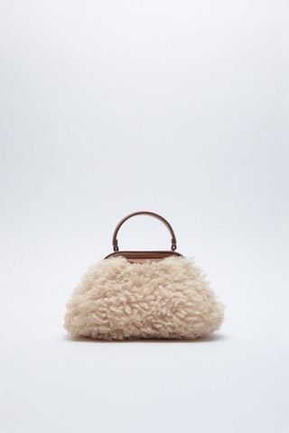Zara + Faux Shearling Crossbody Bag