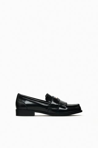 Zara + Metal-Trim Flat Loafers