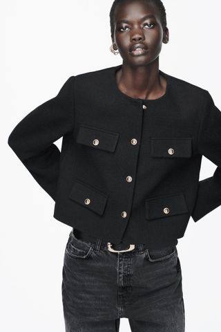 Zara + Cropped Flap Jacket