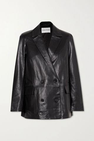 Stand Studio + Cassidy Double-Breasted Leather Blazer