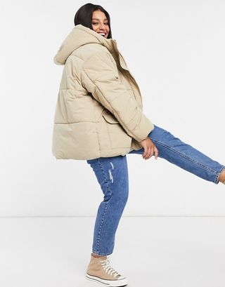 ASOS + Curve Puffer Jacket in Cappuccino