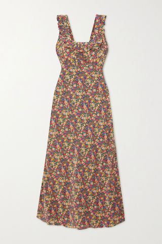 Dôen + Cascade Ruffled Floral-Print Silk Crepe De Chine Dress