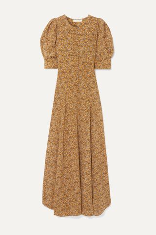 Dôen + Laurel Asymmetric Floral-Print Silk Crepe De Chine Maxi Dress