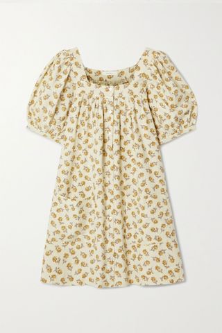 Dôen + Meadow Floral-Print Silk Mini Dress