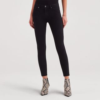 7 For All Mankind + B(air) Denim Ankle Skinny Jeans in Black