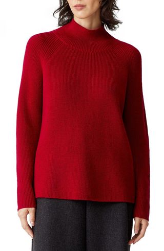 Eileen Fisher + Raglan Sleeve Merino Wool Turtleneck Sweater