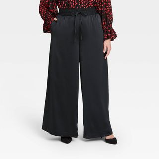 Who What Wear + High-Rise Wide Leg Silky Pants