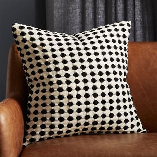 CB2 + Estela Black and White Pillow With Feather-Down Insert