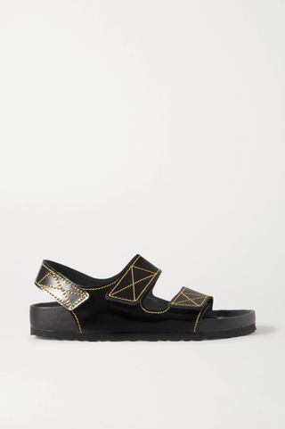 Proenza Schouler + + Birkenstock Milano Topstitched Glossed-Leather Slingback Sandals