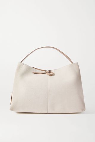 Wandler + Ava Large Leather-Trimmed Canvas Tote