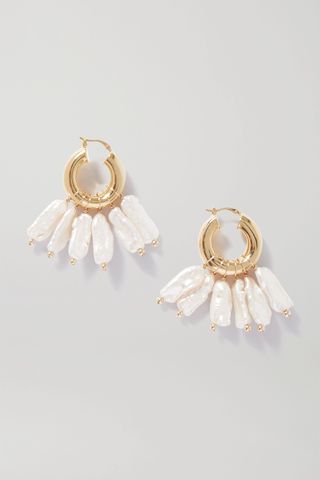 Éliou + Pippa Gold-Plated Pearl Hoop Earrings