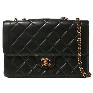 Chanel + 1995 Made Edge Design Flap Turn-Lock Chain Bag Black