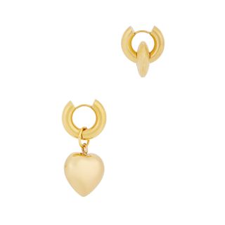 Timeless Pearly + Asymmetric 24kt Gold-Plated Hoop Earrings