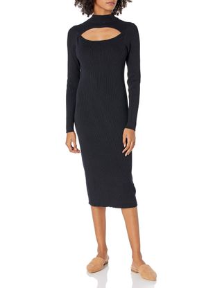 The Drop + Chantal Fitted Cutout Rib Midi Sweater Dress