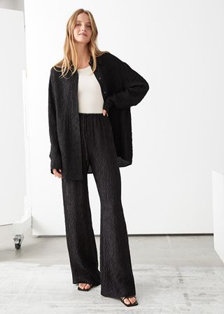 & Other Stories + Relaxed Silk Blend Drawstring Trousers