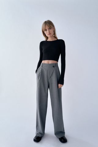 Zara + Asymmetric Wide Leg Pants