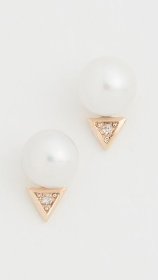 Mateo + 14k Triangle Pearl Stud Earrings