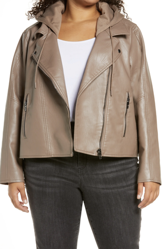 BlankNYC + Faux Leather Moto Jacket With Removable Hood