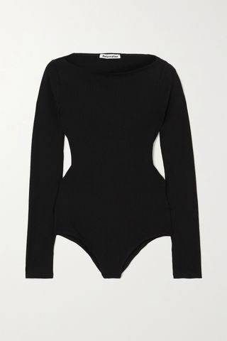 Reformation + Soph Cutout Ribbed Stretch-Lyocell Bodysuit