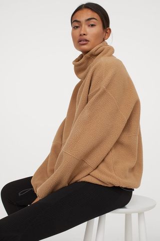 H&M + High-Collared Fleece Top