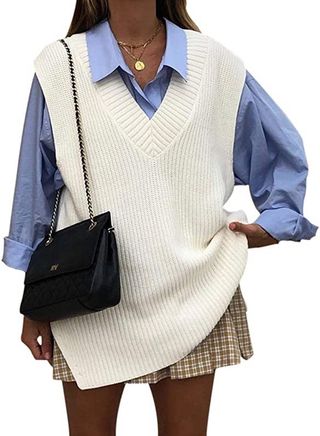 Meladyan + Oversized V Neck Sweater Vest