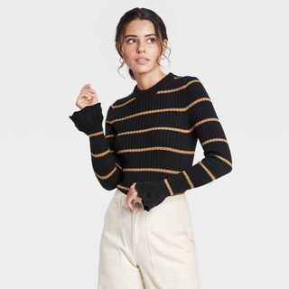 Who What Wear x Target + Striped Crewneck Pullover Sweater