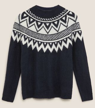 M&S Collection + Fair Isle Funnel Neck Jumper