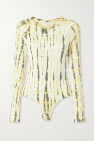 Agolde + Leila Ribbed Tie-Dyed Stretch-Jersey Bodysuit