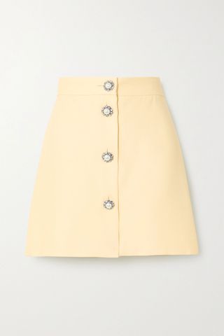 Miu Miu + Button-Embellished Cady Mini Skirt