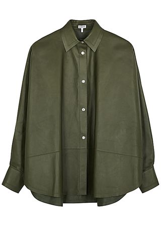 Loewe + Dark Green Leather Shirt