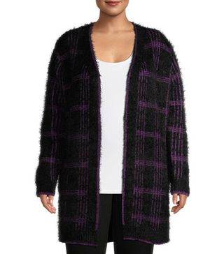 Absolutely Famous + Plaid Jacquard Open-Front Super Soft Cardigan