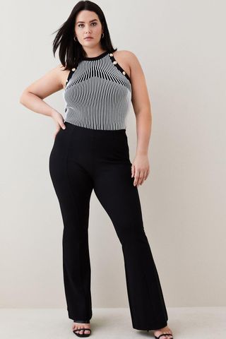 Karen Millen + Plus Size Ponte Flare Trouser