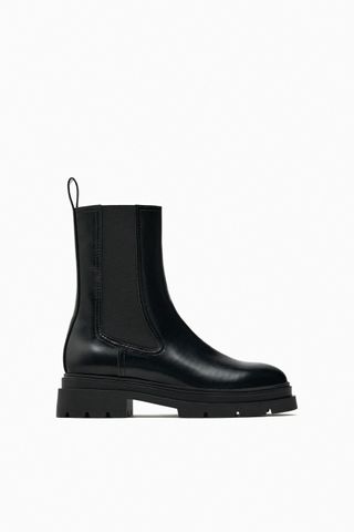 Zara + Flat Chelsea Ankle Boots With Track Soles