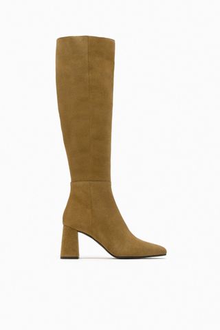 Zara + Split Suede Heel Boots