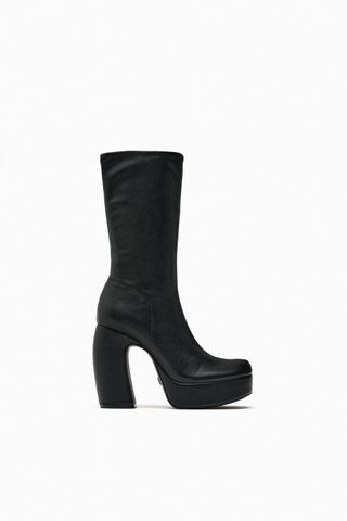 Zara + Platform High-Heel Ankle Boots