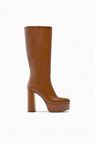 Zara + Leather Platform Boots