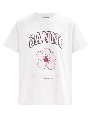 Ganni + Flower-Print Cotton-Jersey T-Shirt