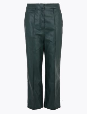 M&S Collection + Evie Straight Leg Faux Leather 7/8 Trousers