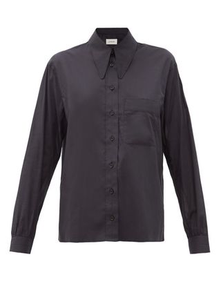 Lemaire + Exaggerated-Collar Silk-Blend Batiste Shirt