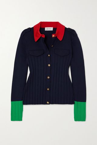 Wales Bonner + Goto Color-Block Ribbed-Knit Cardigan