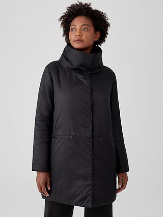 Eileen Fisher + Eggshell Recycled Nylon Cocoon Coat