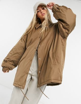 Collusion + Oversized Coach Jacket in Tan