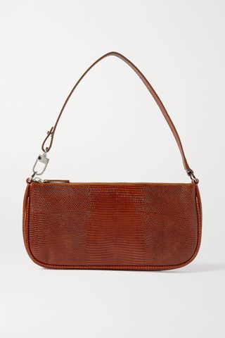 By Far + Rachel Lizard-Effect Leather Shoulder Bag