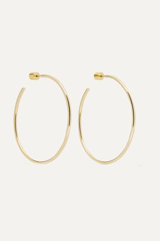 Jennifer Fisher + 2-Inch Thread Gold-Plated Hoop Earrings