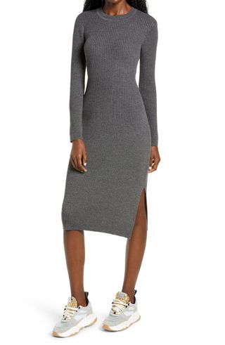 All in Favor + Ribbed Long Sleeve Midi Dress