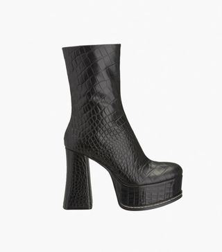 Zara + Platform Leather High-Heel Ankle Boots