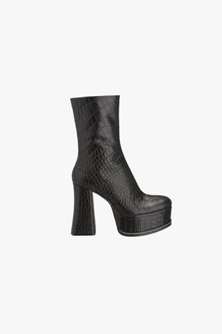 Zara + Platform Leather Ankle Boots