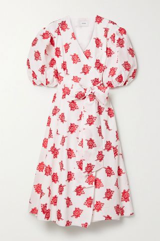 Erdem + Marguerite Floral-Print Fil Coupé Poplin Wrap-Effect Midi Dress